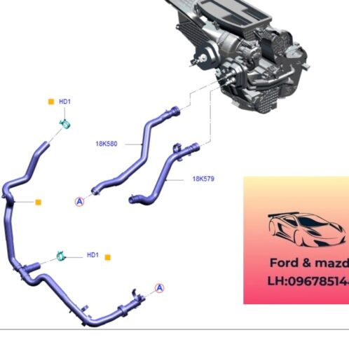 Tuy ô nước dàn sưởi điều hòa ford ecosport 2018-2019-2020-2021-2022 ống nước dàn sưởi điều hòa ford ecosport 1.5 GN1518K579HB-GN1518K580HB-GN1518N252FE