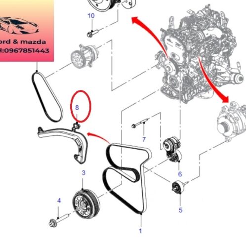 Tỳ Dây curoa tổng ford ranger everest 2018-2022 2.0 Tỳ Dây curoa tổng ford ranger everest 2018-2019-2020-2021-2022-bỡ đỡ dây belt máy phát ranger everest 2.0 Tỳ dây curoa máy phát ranger everest 2.0 tì dây tổng ranger everest 2.0 JB3Q6A247AC