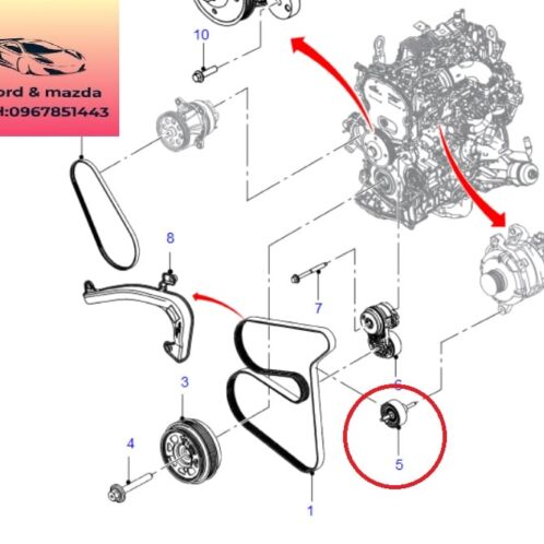 Tỳ dây curoa tổng ford ranger everest 2018-2019-2020-2021-2022-tỳ dây belt máy phát ranger wildtrack everest 2.0 bi tỳ dây curoa máy phát ranger everest 2.0 JB3Q19A216AA