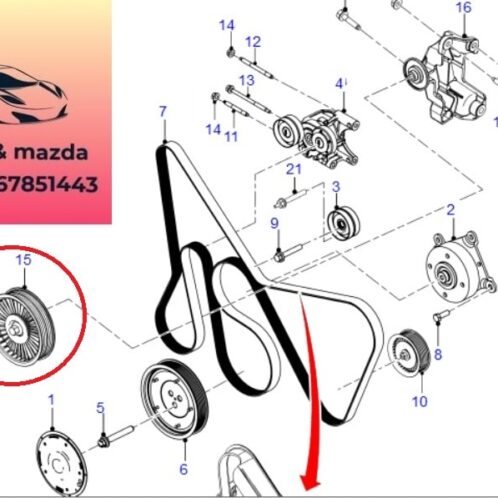 Tỳ trung gian dây curoa tổng ford ranger mazda bt50 2012-2013-2014-2015-2016-2017-2018-2019-2020-2021-2022-tỳ nhựa dây curoa tổng ranger mazda bt50-tỳ dây belt ranger mazda bt50-FB3Q19A216AA