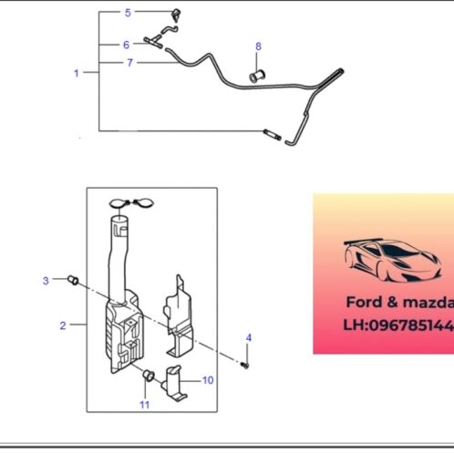 Bình nước rửa kính ford transit 2008-2009-2010-2011-2012-2013-2014-2015-2016-2017-2018-2019-2020-2021-2022-bình nước rửa kính chắn gió ford transit 7C1913K185AA