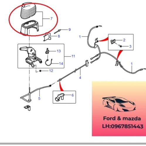 Cao su chụp bụi tay kéo phanh tay ford transit 2008-2009-2010-2011-2012-2013-2014-2015-2016-2017-2018-2019-2020-2021-2022-Cao su kéo phanh tay ford transit YC152404BF
