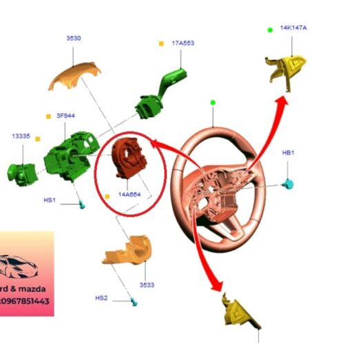 Cót còi vô lăng ford ecosport 2018-2019-2020-2021-2022 cuộn cáp còi vô lăng ford ecosport cáp còi ford ecosport- GN1514A664AB