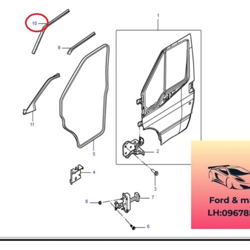 Gioăng trên cánh cửa trước ford transit 2008-2022 Gioăng trên cánh cửa trước ford transit 2008-2009-2010-2011-2012-2013-2014-2015-2016-2017-2018-2019-2020-2021-2022-Gioăng cao su cánh cửa ford transit 9C11V51401AD-YC15V51401BE