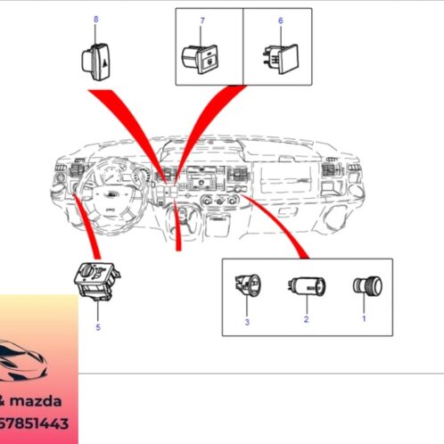 Núm điều khiển đèn pha ford transit 2008-2009-2010-2011-2012-2013-2014-2015-2016-2017-2018-2019-2020-2021-2022-công tắc điều chỉnh đèn pha ford transit 9C1913A024GA-4M5T13A024GA