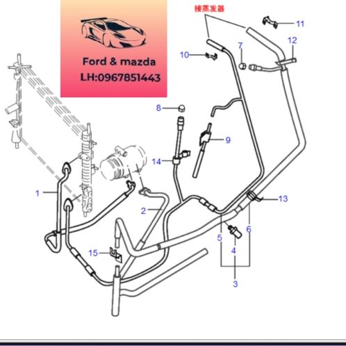 Ống ga Lốc điều hòa ford transit 2008-2009-2010-2011-2012-2013-2014-2015-2016-2017-2018-2019-2020-2021-2022-Tuy ô lốc lạnh điều hòa ford transit 7C1919A834AC-7C1919A834AD