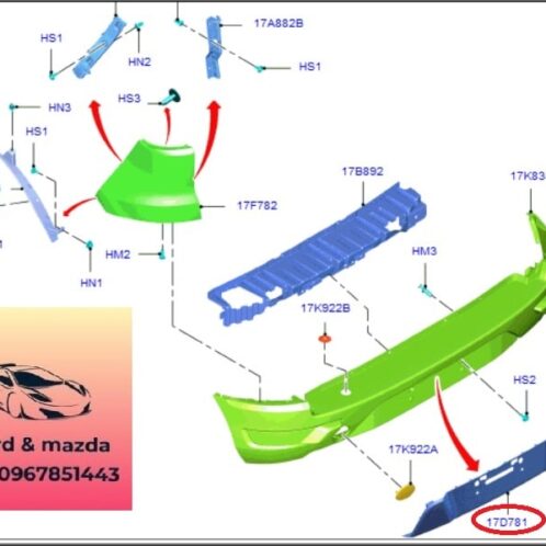 Ốp nhựa Cản sau ford ecosport 2018-2022 Ốp nhựa Cản sau ford ecosport 2018-2019-2020-2021-2022-tấm ốp ba đờ sốc sau ford ecosport- GN1517D78DC-GN1517D781LA (2)