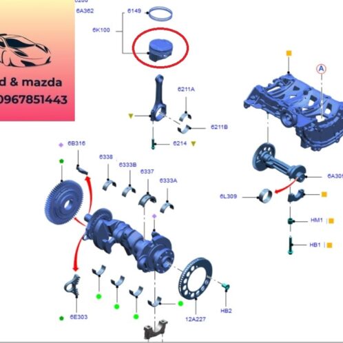 Piston ford ecosport 2018-2021 1.5 Piston ford ecosport 2018-2019-2020-2021-pít tông ford ecosport 1.5 bít tông ford ecosport 1.5 GN1G6K100DA