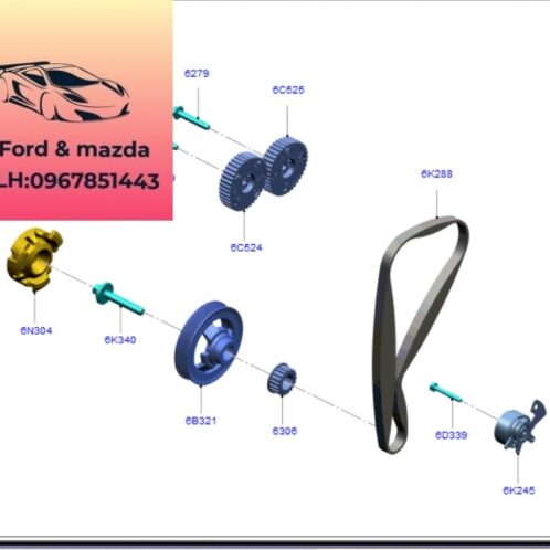 Tăng cam ford ecosport 2018-2019-2020-2021-2022 tỳ dây curoa cam ford ecosport 1.5 tăng dây đai cam ford ecosport 1.5 tăng dây belt cam ecosport 1.5 GN1G6K245BC