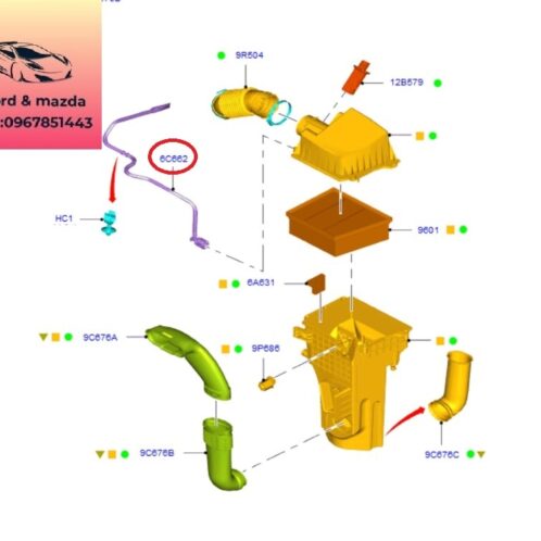 Tuy ô nhựa vào Hộp lọc gió ford ecosport 2014-2018 Tuy ô nhựa vào Hộp lọc gió ford ecosport 2014-2015-2016-2017-2018-ống tuy ô vào bầu e ford ecosport-ống gió vào hộp lọc gió ford ecosport- CN1E6C662AC
