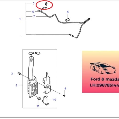 Vòi phun nước bình nước rửa kính ford transit 2008-2022(núm phun nước rửa kính ford transit YC1517666AA) 