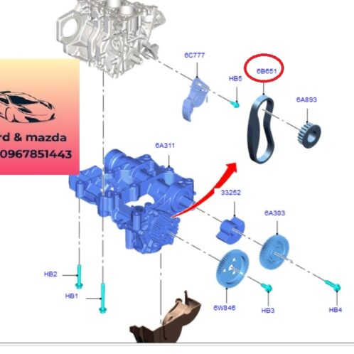 dây curoa bơm dầu ford ecosport 2018-2019-2020-2021-2022 dây belt bơm nhớt ford ecosport 1.0 dây đai bơm dầu ford ecosport 1.0 dây curoa bơm dầu ecosport 1.0 F1FG6B651AA