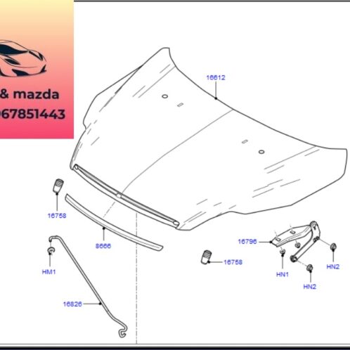 Bản lề Ca pô ford focus 2008-2009-2010-2011- bản lề Nắp capo trước focus 4M5116800AB-4M5116801AB