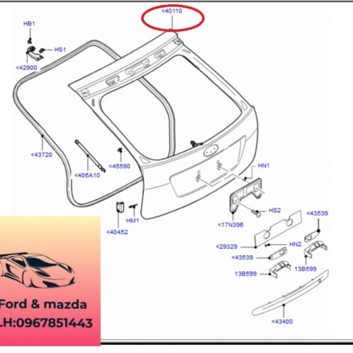 Cốp sau ford focus 2005-2006-2007-2008-2009-2010-2011-2012 Cửa hậu sau focus cánh cửa sau focus P4M51A40410AX-P5M51A40400AA