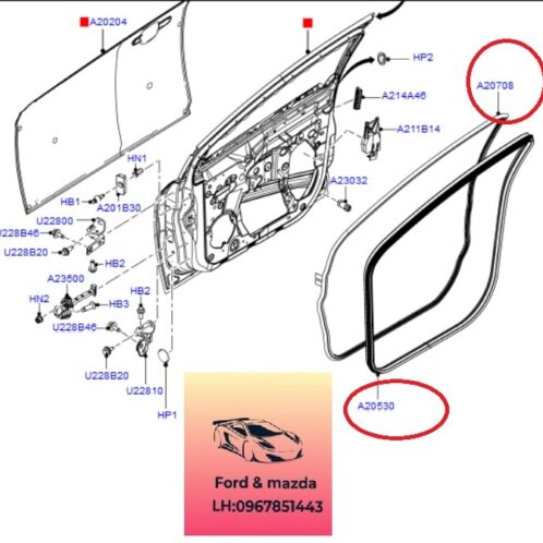 Gioăng cao su cánh cửa ford focus 2012-2013-2014-2015-Gioăng cao su cánh cửa trước focus gioăng cánh cửa focus gioăng khung cánh cửa focus BM51A20530AF-BM51A20708AF-BM51A20709AF