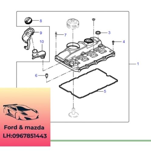 Nắp dàn cò ford transit 2008-2009-2010-2011-2012-2013-2014-2015-2016-2017-2018-2019-2020-2021-2022-Nắp giàn cò mặt máy ford transit BC1Q6K271AA-6C1Q6K271CE
