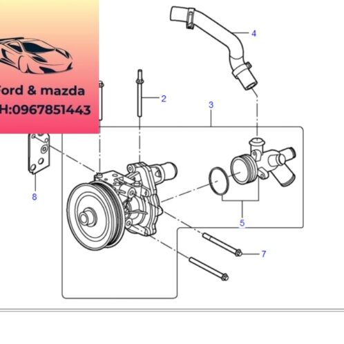 Ống nước Bơm nước ford transit 2008-2009-2010-2011-2012-2013-2014-2015-2016-2017-2018-2019-2020-2021-2022-tuy ô nước đuôi Bơm nước động cơ ford transit YC1Q8A582A1C
