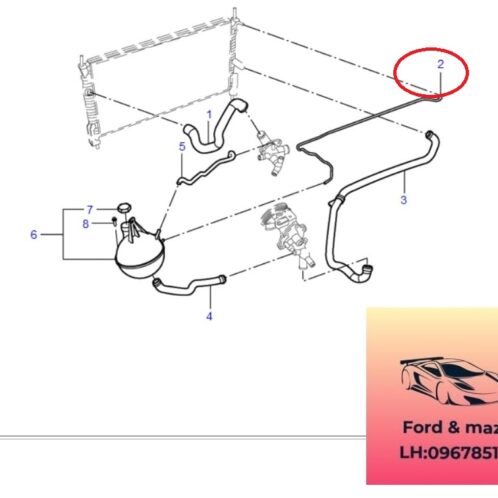 Tuy ô hồi nước Bình nước phụ ford transit 2008-2009-2010-2011-2012-2013-2014-2015-2016-2017-2018-2019-2020-2021-2022-Ống nước từ két nước về bình nước phụ ford transit AC198W005AA