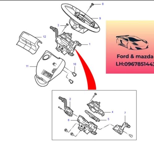 Vô lăng ford transit 2008-2022 Vô lăng ford transit 2008-2009-2010-2011-2012-2013-2014-2015-2016-2017-2018-2019-2020-2021-2022-Tay cầm vô lăng ford transit MC193600EA3ZHE-6C113600ABZHLW