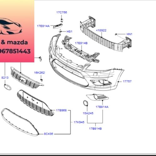 Tai cài cản trước ford focus 2008-2011 tai cài cản trước ford focus 2008-2009-2010-2011-Phe cài ba đờ sốc trước ford focus giá bắt cản trước ford focus 8M5117D958AD-8M5117D959AD