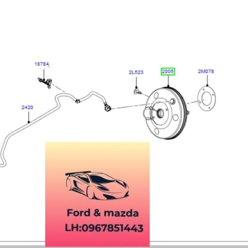 Bầu trợ lực phanh ford focus 2012-2015 Bầu trợ lực phanh ford focus 2012-2013-2014-2015 heo thắng focus Tổng phanh focus BV612005HB