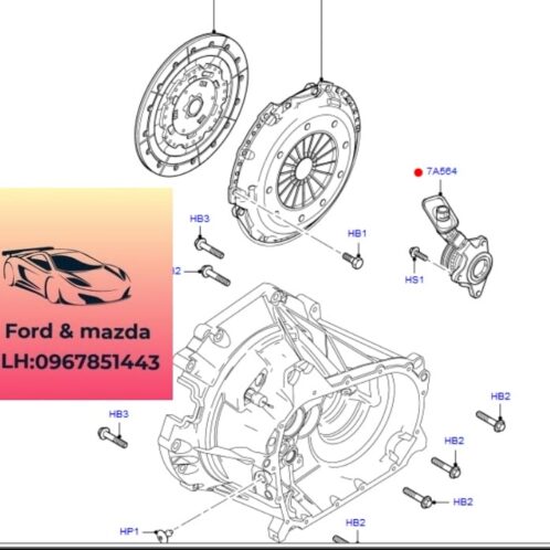 Bi tê ford focus 2012-2015 2.0 Bi tê ford focus 2012-2013-2014-2015-heo côn ford focus tổng côn dưới ford focus bi tê bàn ép lá côn focus 3M517A564BH