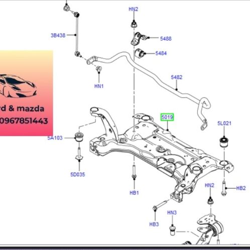 Cao su cân bằng trước focus 2012-2013-2014-2015 Cao su Chữ D trước focus cao su ốp thanh cân bằng trước focus BV615484BPA
