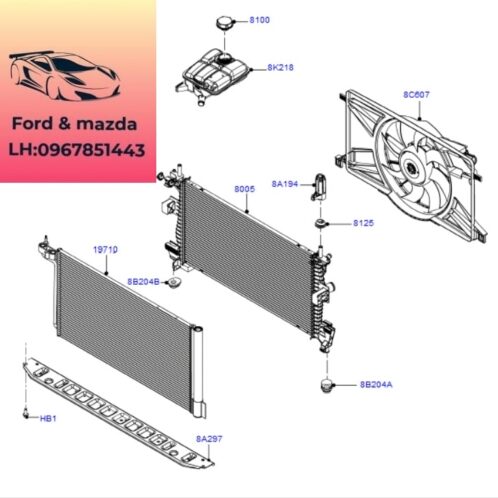 Dàn nóng focus 2012-2016 1.6 Dàn nóng focus 2012-2013-2014-2015-2016-dàn nóng động cơ ford focus AV6119710AB-AV6119710AC