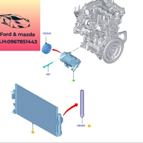 Dàn nóng ford focus 2015-2016-2017-2018-2019-Giàn nóng điều hòa ford focus dàn nóng lốc lạnh ford focus F1F119710BB
