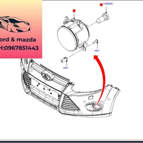 Đèn gầm ford focus 2012-2013-2014-2015 Đèn sương mù focus đèn cản trước focus đèn ba đờ sốc trước focus 2N1115201AB
