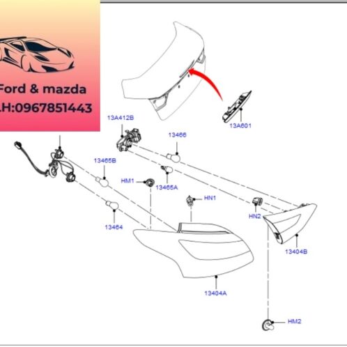 Đèn hậu ford focus 2012-2013-2014-2015 Đèn cốp sau focus đèn xi nhan cốp sau focus BM5113404CE-BM5113405CE-BM5113A602AD-BM5113A603AD