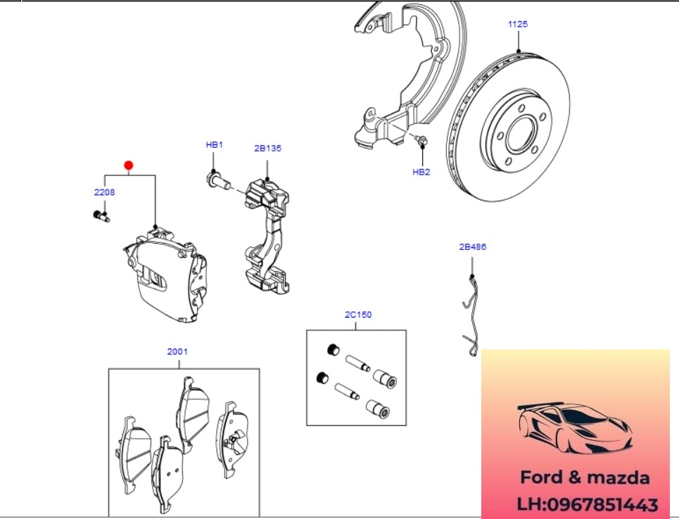 Đĩa phanh trước ford focus 2012-2013-2014-2015 Đĩa thắng trước focus đĩa má phanh trước focus BV611125CE