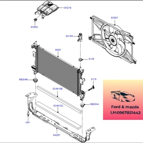 Giá đỡ Két nước ford focus 2012-2015 2.0 Giá đỡ Két nước ford focus 2012-2013-2014-2015- Giá bắt két nước động cơ ford focus 8V618A297JF-8V618A297JH