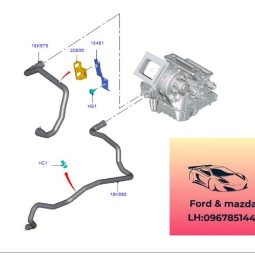 Ống nước dàn sưởi ford focus 2015-2016-2017-2018-2019-tuy ô nước dàn sưởi điều hòa ford focus Ống nước dàn sưởi ford focus BV6118K580FE-BV6118K579FD
