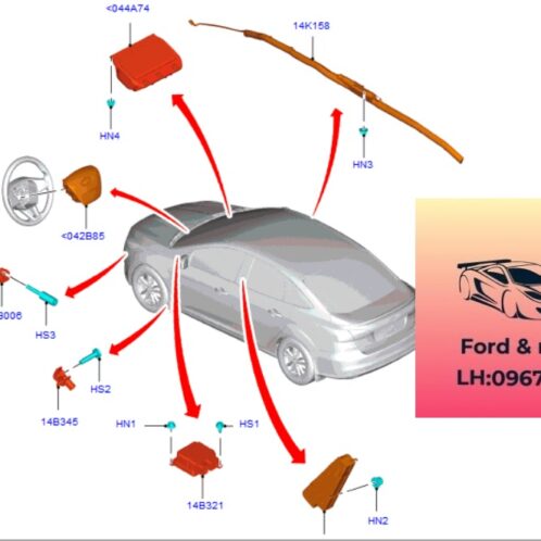 Túi khí Rem nóc xe ford focus 2015-2019 Túi khí Rem nóc xe ford focus 2015-2016-2017-2018-2019 Túi khí trần xe focus túi khí sườn nóc xe focus túi khí trần xe focus BM5114K158AG-BM5114K159AG