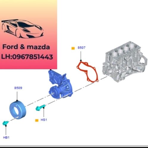 Bơm nước ford focus 2015-2016-2017-2018-2019 bơm nước động cơ focus bơm nước máy focus DS7G8591AA