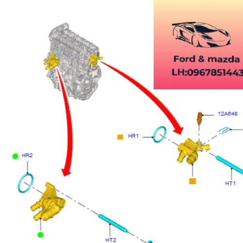 Cút chia nước ford focus 2015-2016-2017-2018-2018 ống chia nước động cơ focus chạc chia nước focus DS7G8K556CC (1)