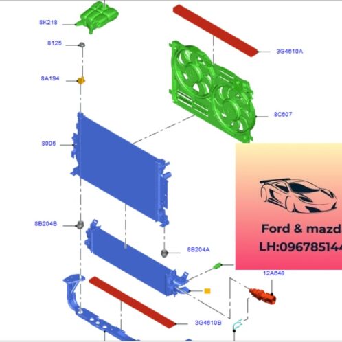 Giá đỡ Két làm mát turbo ford focus 2015-2016-2017-2018-2019 xương bắt két giải nhiệt tu bô focus két làm mát gió turbo focus giá đỡ két nước focus 8V618A297JH