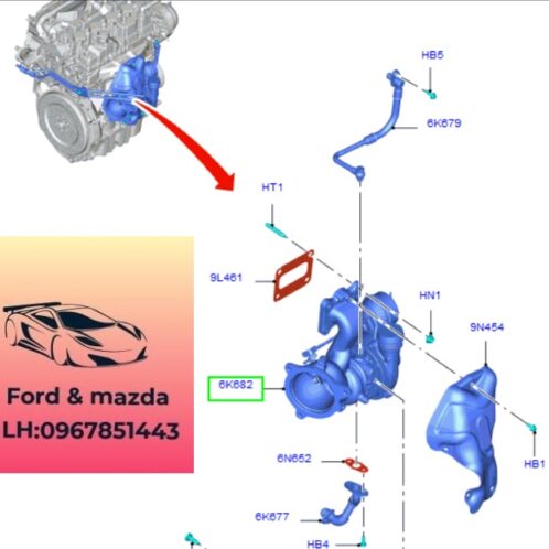 Ống dầu vào Turbo ford focus 2015-2016-2017-2018-2019 tuy ô nhôm dầu vào tu bô ford focus tuy ô tu bô đông cơ focus DS7G6K679ED-DS7G6K677GC