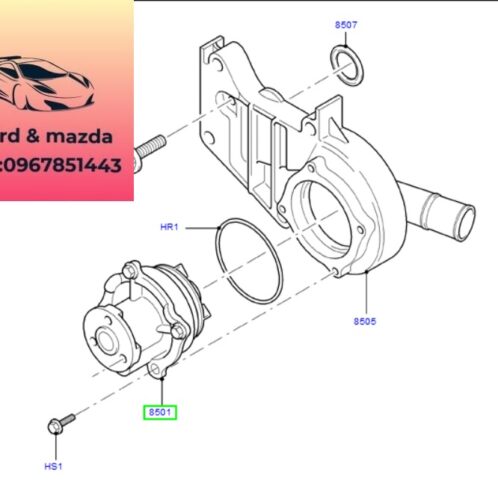 Bơm nước ford escape 2001-2002-2003-2004 bơm nước động cơ ford escape 2.0 bơm nước máy ford escape 2.0 F8RZ8501EN-6U2J8501ZB