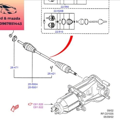 Cao su Trục láp sau ford escape 2001-2002-2003-2004-2005-2006-2007-2008-2009-2010-2011-2012-2013-chuông trục láp cầu sau ford escape GD2922520