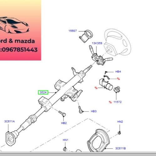 Cọc lái vô lăng ford escape 2001-2002-2003-2004-2005-2006-2007-trụ lái ford escape cột lái thước lái ford escape 5L843C529AH