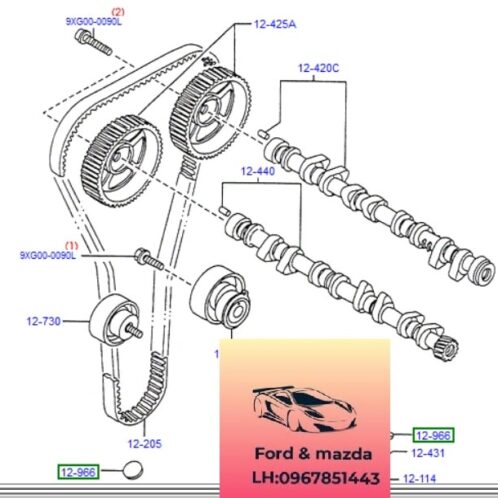 Dây curoa cam ford escape 2001-2002-2003-2004 dây đai cam ford escape dây curoa trục cam ford escape dây belt cam ford escape 2.0 YF7112205