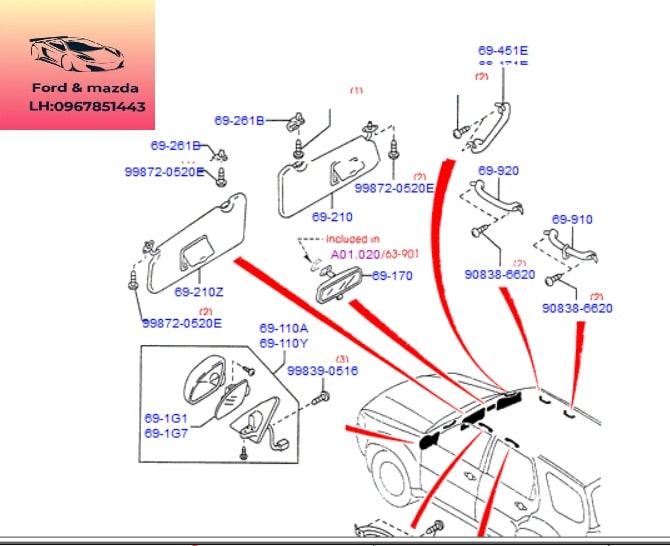 Lọc gió điều hòa ford escape 2001-2004 Mặt Gương chiếu hậu ford escape 2001-2002-2003-2004-Kính gương ford escape gương lùi ford escape E120691G7-E120691G1