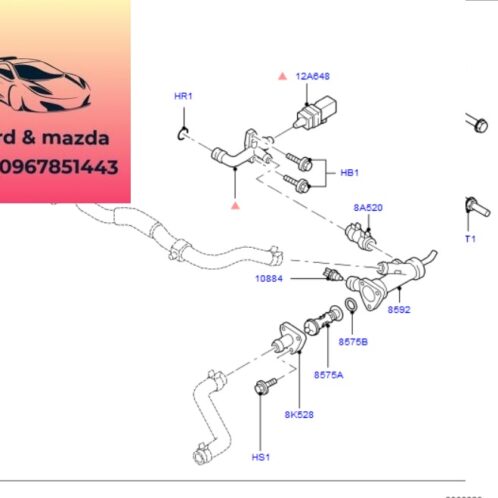 Vỏ van Van hằng nhiệt ford escape 2002-2003-2004-2005 vỏ cụm van hằng nhiệt ford escape 3.0 2M2Z8592CD (1)
