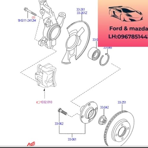 Bi moay ơ trước ford fiesta 2011-2012-2013-2014-2015-2016-2017-bạc đạn bánh trước ford fiesta bạc đạn moay ơ trước fiesta D65133047B