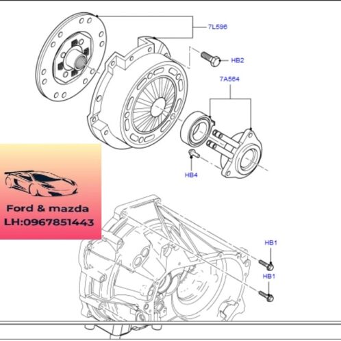 Bi tê ford fiesta 2011-2012-2013-2014-2015-2016-Bi tê bàn ép lá côn fiesta 1.4 bi tê mâm ép đĩa côn fiesta 1.4 8V217A564AC