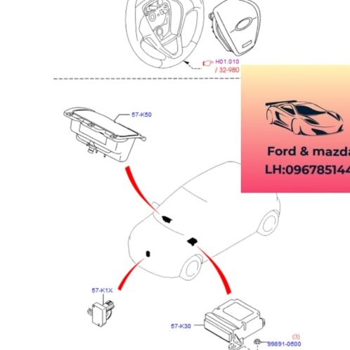 Cảm biến kích nổ túi khí ford fiesta 2011-2012-2013-2014-2015-2016-cảm biến túi khí fiesta cảm biến nổ túi khí trước fiesta cảm biến kích nổ túi khí cản trước fiesta AA6T14B006AA-AA6T14B006AB