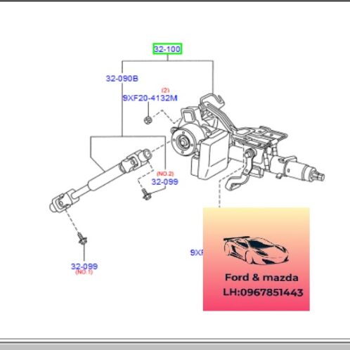 Cắt đăng Trục lái ford fiesta 2011- 2012-2013-2014-2015-2016-2017-khớp nối Cột lái vô lăng ford fiesta khớp cắt đăng trục lái vô lăng fiesta DFY132AB0C