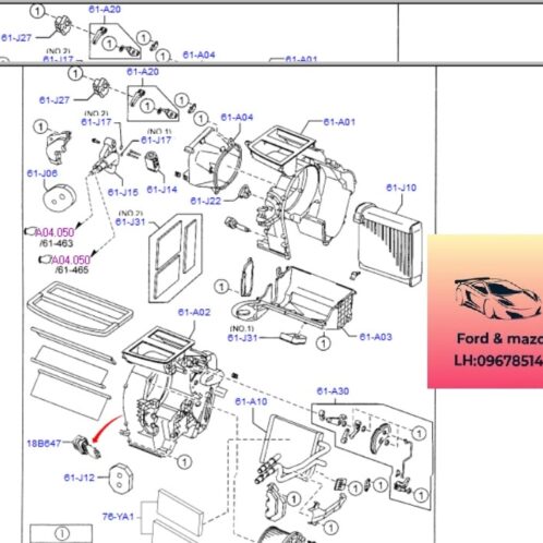 Dàn lạnh ford fiesta 2011-2012-2013-2014-2015-2016-Dàn lạnh điều hòa ford fiesta dàn lạnh fiesta DN2061J10